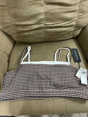 YPB Maroon and Black Houndstooth Active Bra/Top